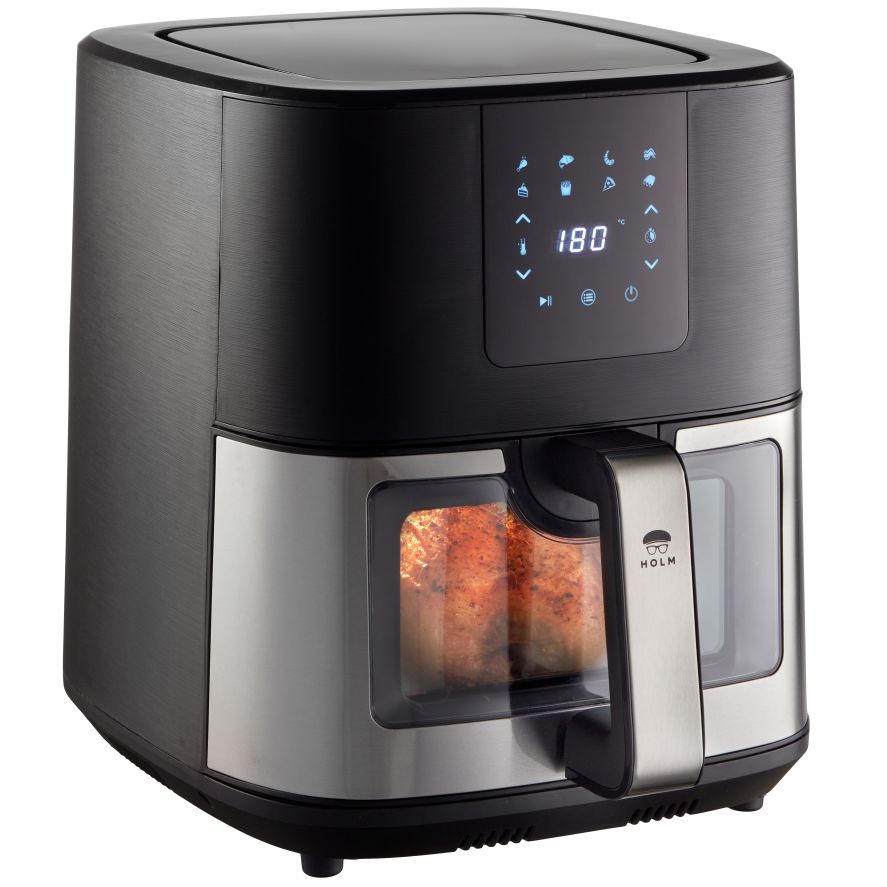 Sort airfryer med vindue, 9 liter